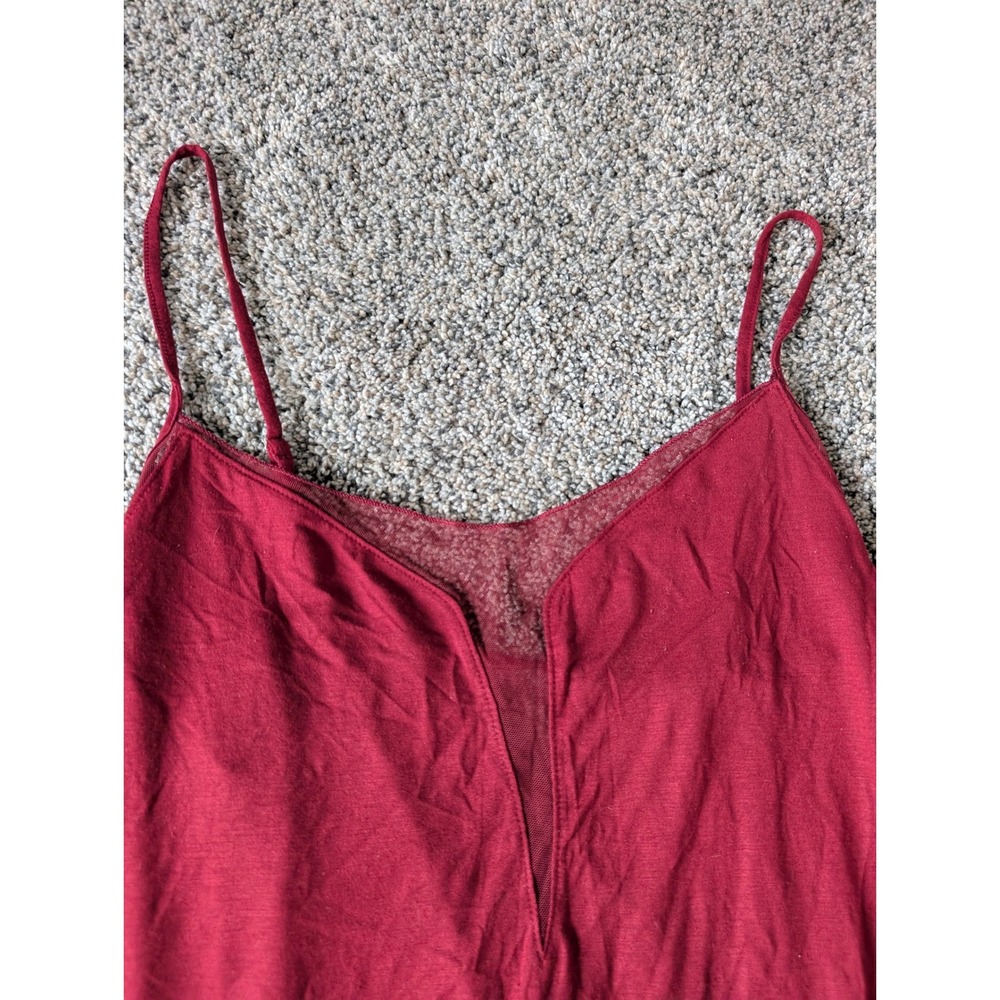 Victoria's Secret Burgundy Mesh Trim‎ Chemise Nightgown Adjustable Straps Medium - Picture 3 of 4